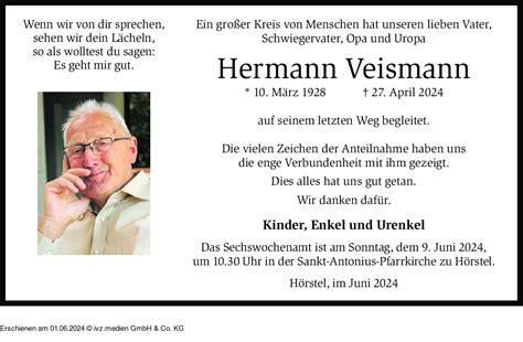 IVZ Trauer Hermann Veismann