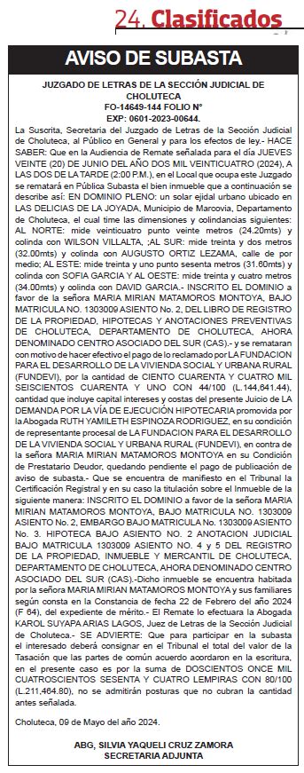 SEPROC PAG 24 AVISO DE SUBASTA