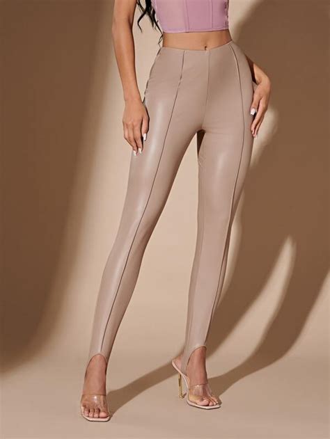 Shein Bae Seam Front Pu Leather Trousers Shein Uk