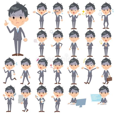 Gray Suit Businessman Bad Condition 1 Ilustración del Vector