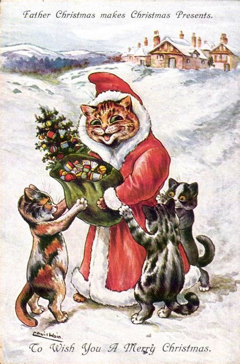 Louis Wain Cats Father Christmas Makes Presents In Series 5226 By