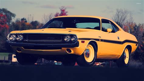 Yellow Dodge Challenger front side view wallpaper - Car wallpapers - #52485