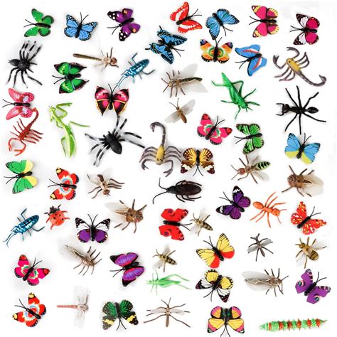 60 Pcs Realistic Mini Bugs Toy Plastic Insects Figurines