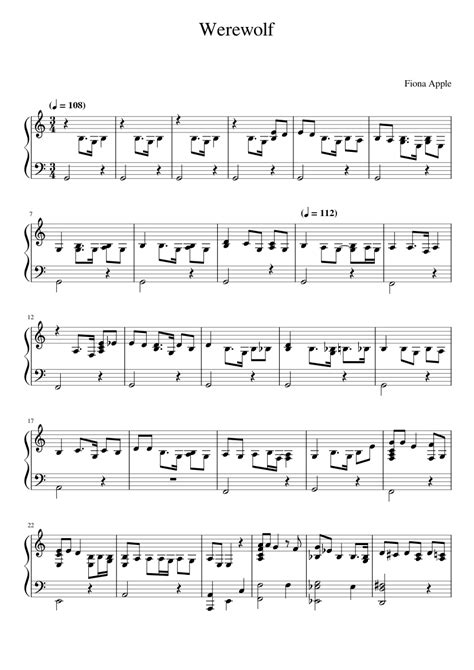 Werewolf Fiona Apple Sheet Music For Piano Solo