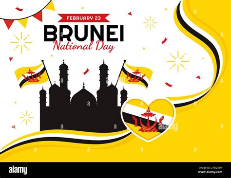 Happy Brunei Darussalam National Day Vector Illustration On February