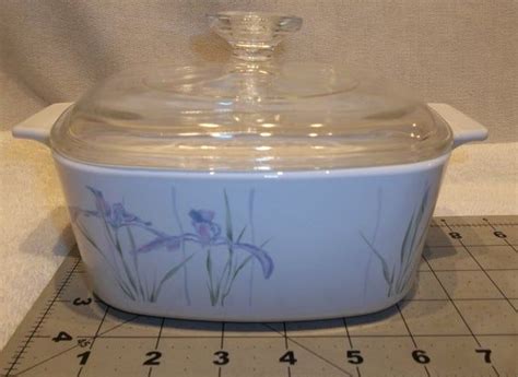 Vintage Corning Ware Shadow Iris Purple Floral Casserole Etsy