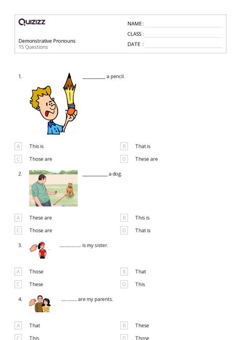 50 Demonstrative Pronouns Worksheets For 3rd Grade On Quizizz Free