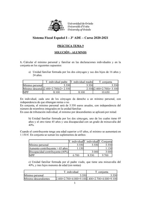 Pr Ctica Tema Soluci N Sistema Fiscal Espa Ol I Ade Curso