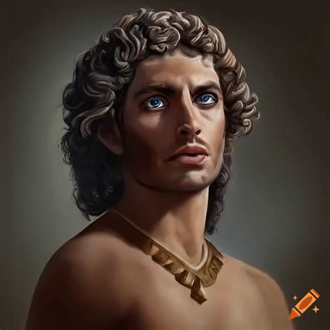 Hyperrealistic Portrait Of Alexander The Great In Ancient Attire With