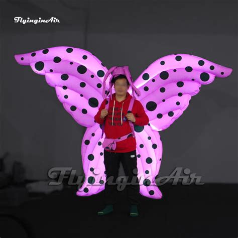 Stage Performance Walking Inflatable Butterfly Costume Dancing Clothes Pink Wearable Blow Up