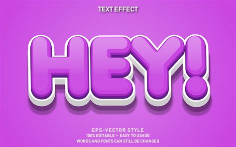 Premium Vector | Editable text effect cute hey