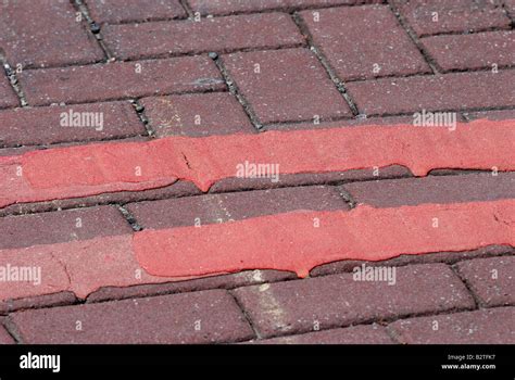 Red Route Double Red Lines On Road Uk Stock Photo Alamy