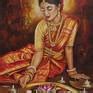 Lady Lighting Diwali Lamps 2 Painting By Mahua Pal Saatchi Art