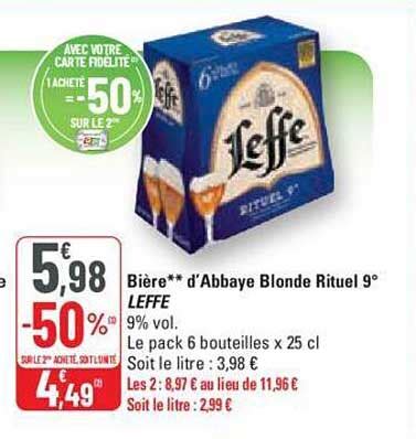 Promo Bière Blonde Belge D abbaye Rituel Leffe chez G iCatalogue fr