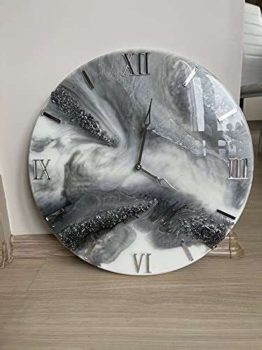 Buy Resin Wall Clock Marble Effect Functional Resin Art Round Wall Dcor