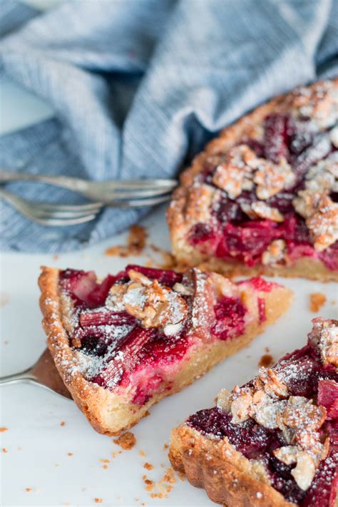 Rhubarb Raspberry Frangipane Tart With Almond Praline The Brick Kitchen