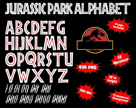 Free Printable Jurassic Park Alphabet Banner Pack Dinosaur Font Svg Jurassic Park Alphabet Svg