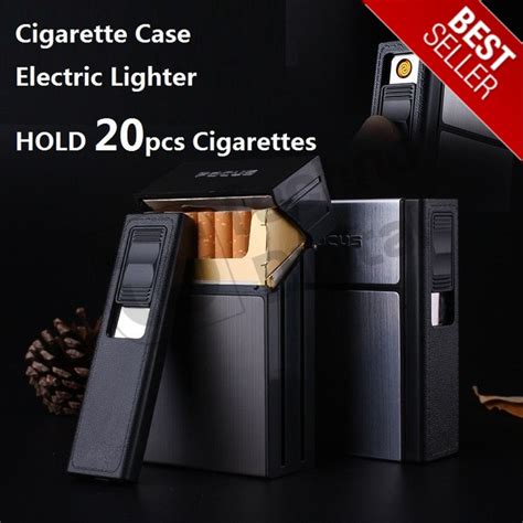 Jual Kotak Rokok 20 Slot Dengan Korek Elektrik Removable Hitam