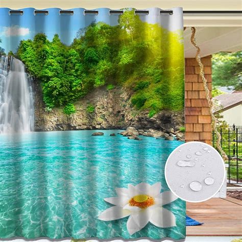 2 Panels Outdoor Curtain Privacy Waterproof, Sliding Patio Beach Curtain Drapes , Pergola ...