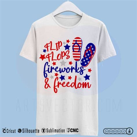 Flip Flops Firework Freedom 4th Of July SVG PNG EPS DXF AI Arts Vector