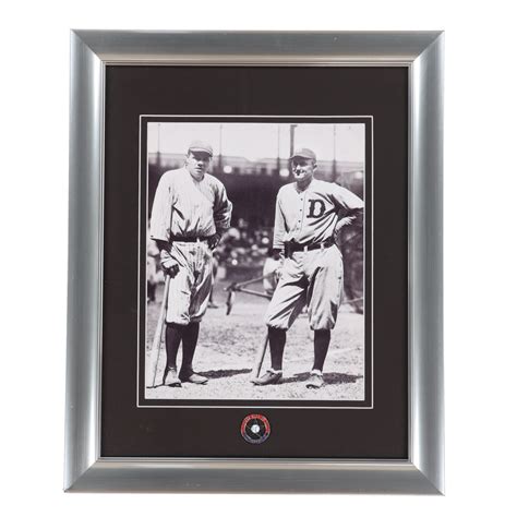 Babe Ruth Ty Cobb Custom Framed Photo Display With Cooperstown Hall