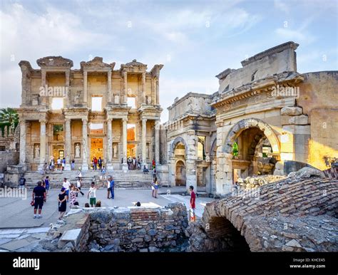 The ruins of the ancient city of Ephesus with theater and the famous ...