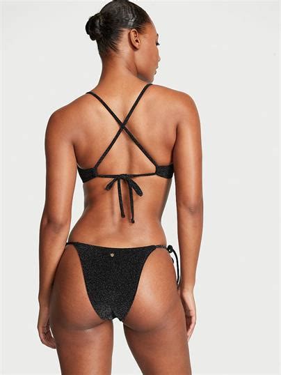 Işıltılı Yandan Bağlamalı Brazilian Bikini Altı Siyah Victoria s Secret
