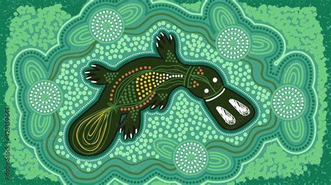 Green Platypus Aboriginal Art Stock Vector | Adobe Stock