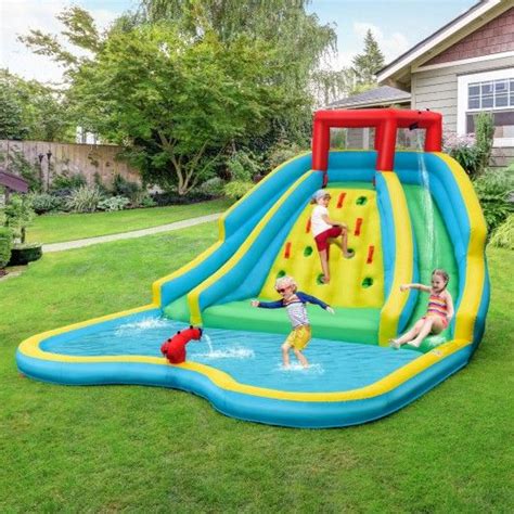 Double Side Inflatable Water Slide Park with Climbing Wall for Outdoor ...