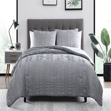 The Nesting Company Elm Stripe Seersucker Bedding Collection In Queen