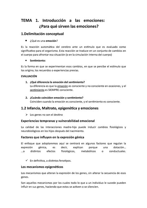 Tema 1 Emocion Apuntes 1 Tema 1 Introducción A Las Emociones ¿para Qué Sirven Las