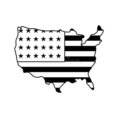 Map With United State Of American Flag Stock Illustration