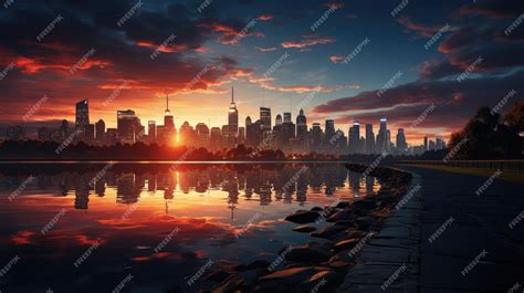 Premium Photo | Sunset city background