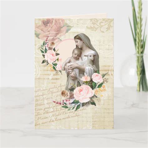 Religious Mothers Day Virgin Mary Lamb Jesus Card Zazzle