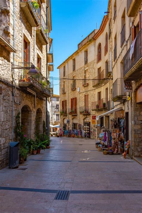 Besalu, Spain, May 28, 2022: Medieval Street in Spanish Town Bes ...