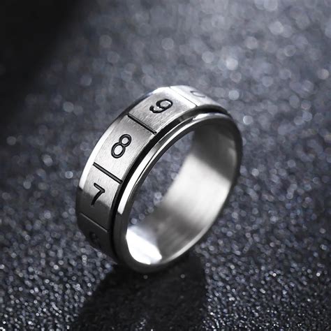 Cool Rotatable Roman Number Spinner Rings For Men Stainless Steel Male