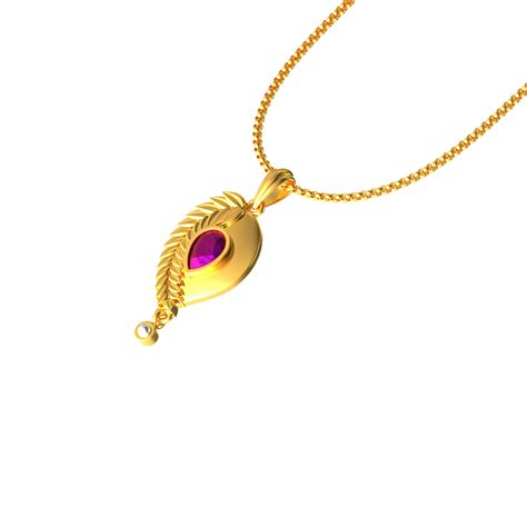 SPE Gold Oval Shape Leaf Design Gold Pendant Poonamallee