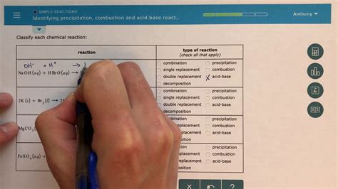 ALEKS Identifying Precipitation Combustion And Acid Base Reactions