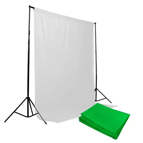 Kit Suporte Fundo Infinito Tecido Branco E Verde Chromakey Mlf