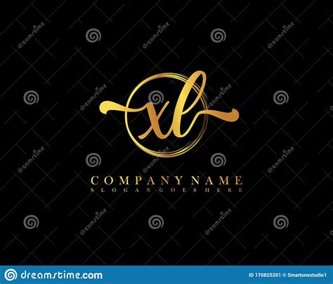 Xl Initial Handwriting Logo Circle Hand Drawn Template Stock Vector