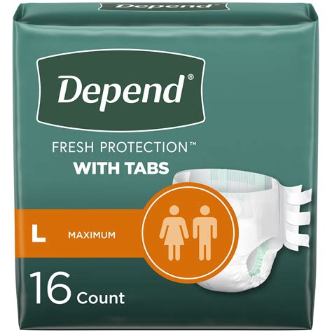 Depend Incontinence Protection With Tabs Maximum L Ct Walmart