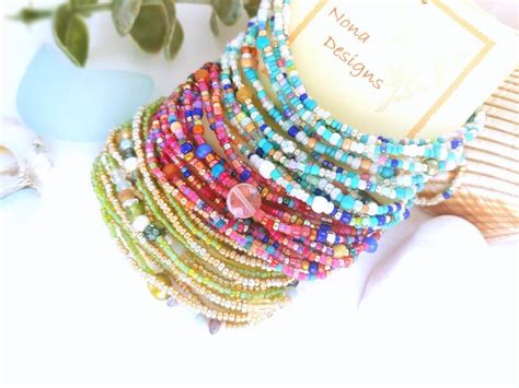 Fiesta Beaded Wrap Bracelet Long Seed Bead Stretch Etsy