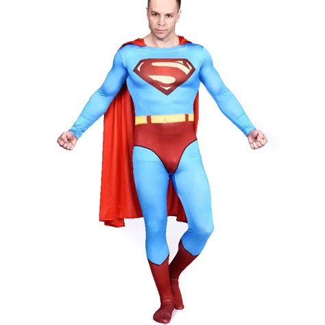 Adult Superman Costume Superhero Lycra Spandex 2nd Skin Zentai Full Body Suit Skin Tight Garment