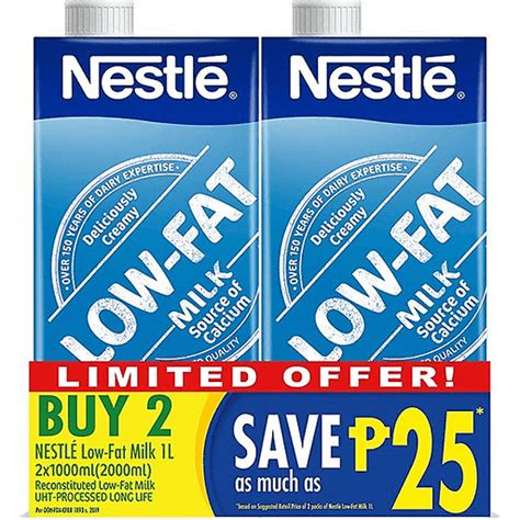 Nestle Low Fat Milk 1L Buy 2 Save P25 Dairy Eggs Walter Mart