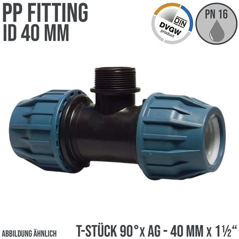 PP PE Fittings Klemm Muffe Kupplung Winkel T Stück Kappe Verbinder DVGW