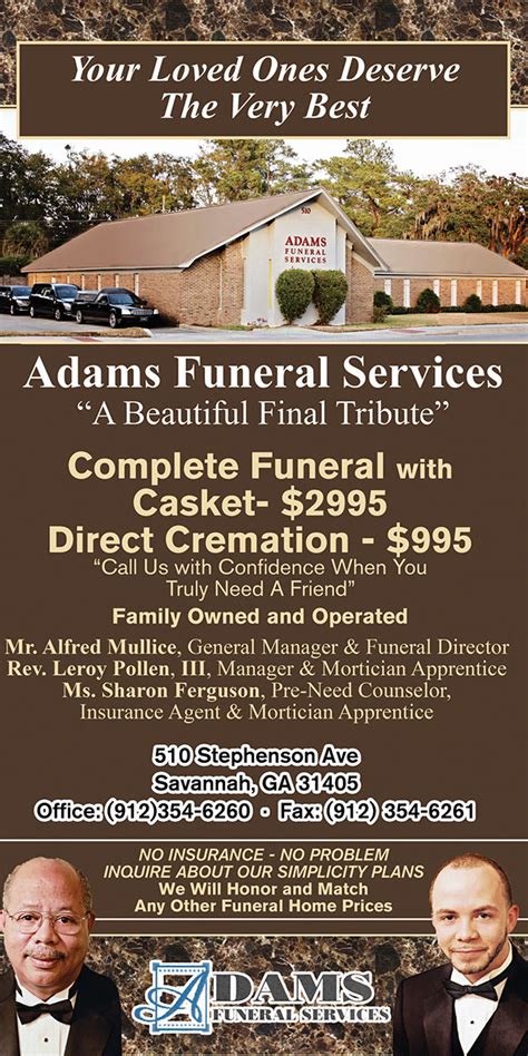 Adams Funeral Home Ad Update On Scad Portfolios