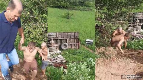 Caminhão tomba em açude na zona rural de Ipu e deixa duas pessoas