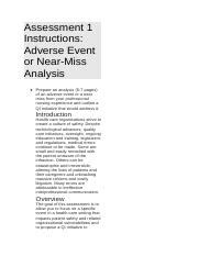 484577610 Assessment 1 Instructions Adverse Event Or Near Miss Analysis