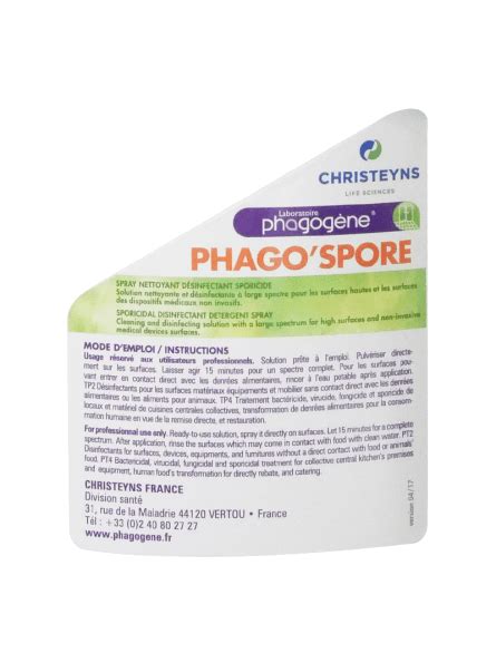 Nettoyant D Sinfectant Phago Spore Ml Prorisk Fr