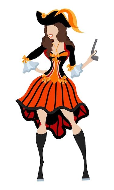 Hermosa Dama Pirata Disfrazada De Carnaval Vector Premium